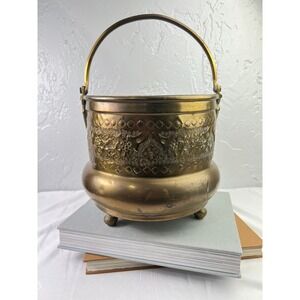 Moroccan Style Hammered Primitive Brass Bucket